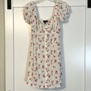 Trixxi Peasant Dress Womens Small Short Puff Sleeve Floral Milkmaid Babydoll Y2K